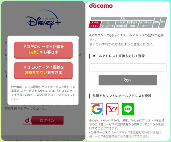 Disney+ ドコモ d アカウント