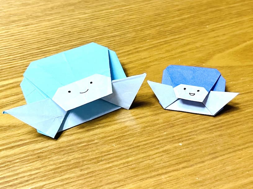 平面のかわいい亀の折り紙　完成