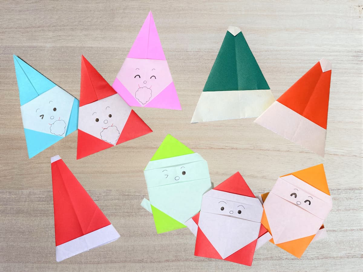サンタの折り紙の簡単な折り方と帽子の作り方